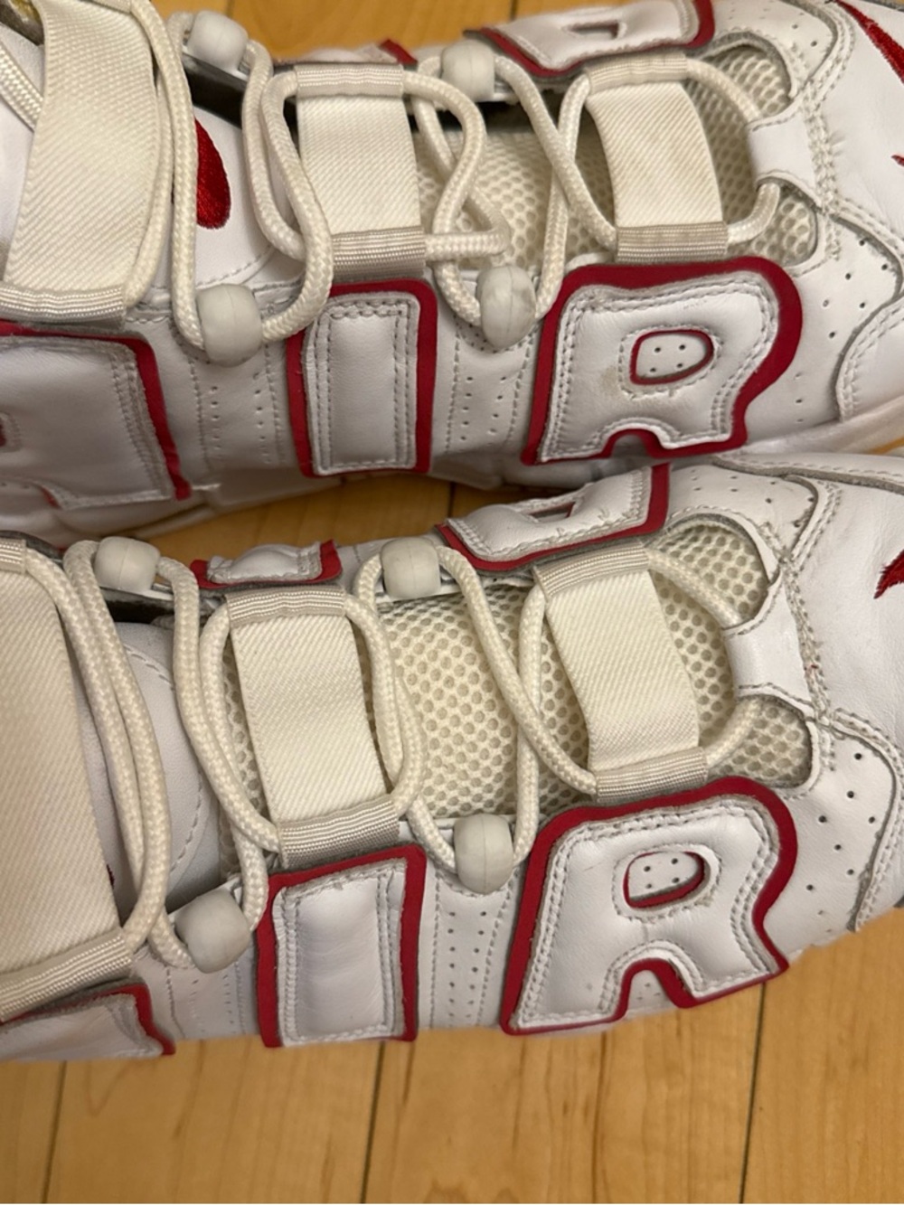 Nike White & Red mens Air More Uptempo Basketball Sneakers Sz 10 - Picture 5 of 16
